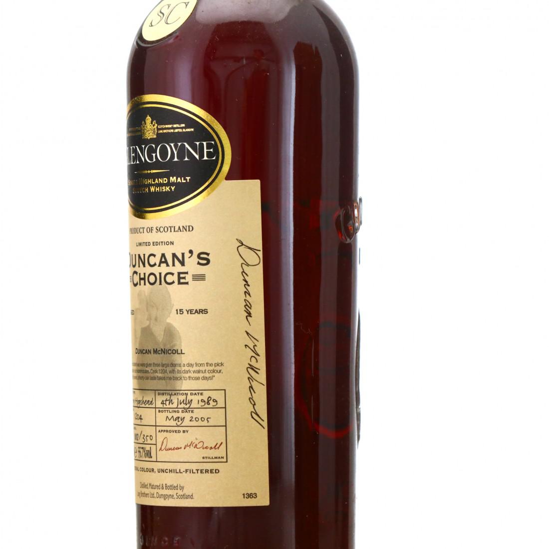 Glengoyne 1989 Duncan's Choice 15 Year Old / Signed by Duncan McNicoll