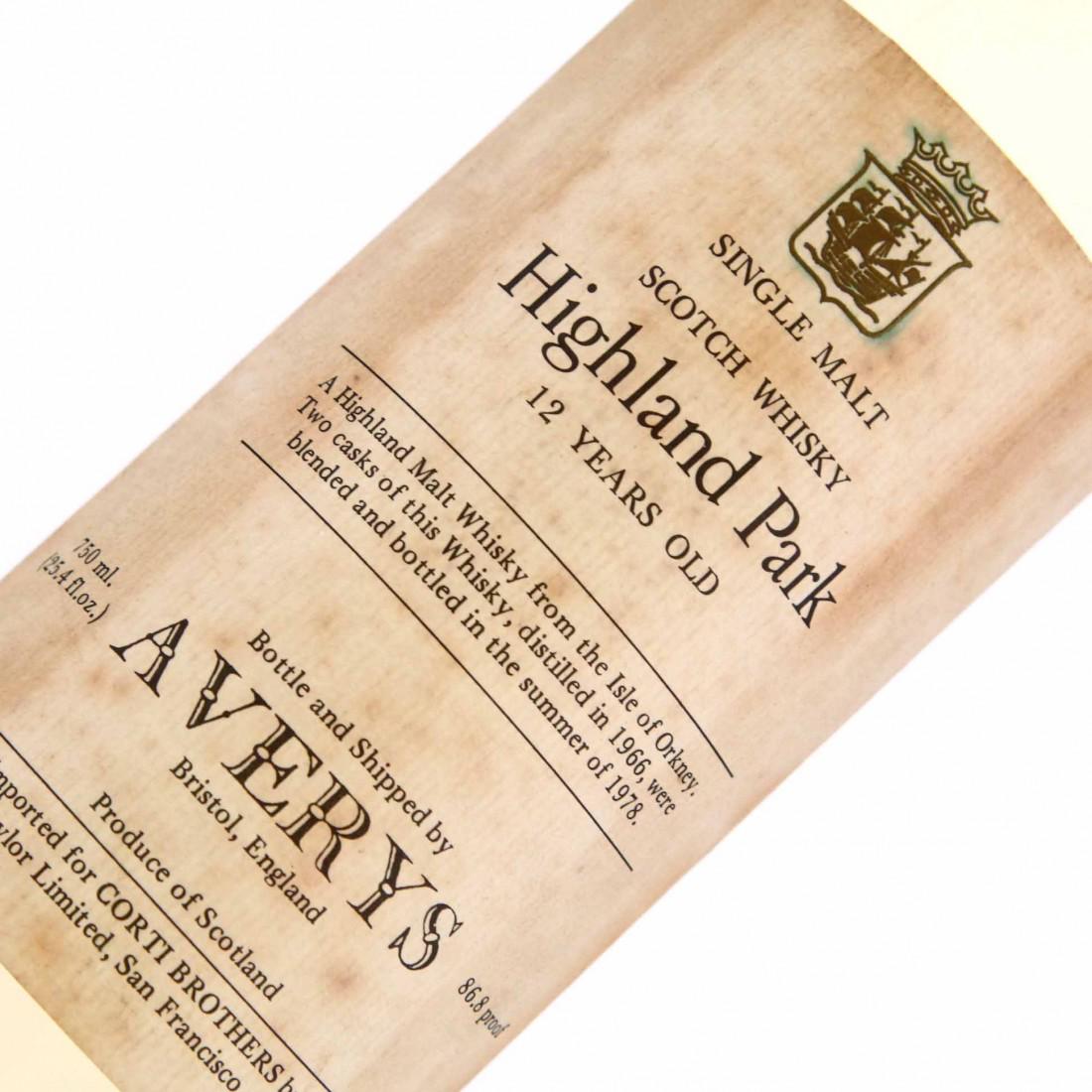 Highland Park 1966 Averys for Corti Brothers 12 Year Old / US Import