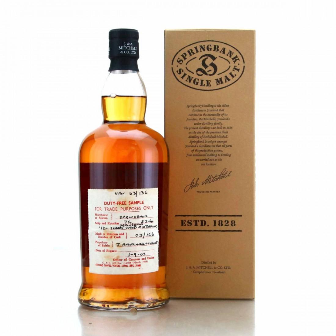 Springbank 1990 Sherry Wood 12 Year Old 75cl / Duty Paid Sample