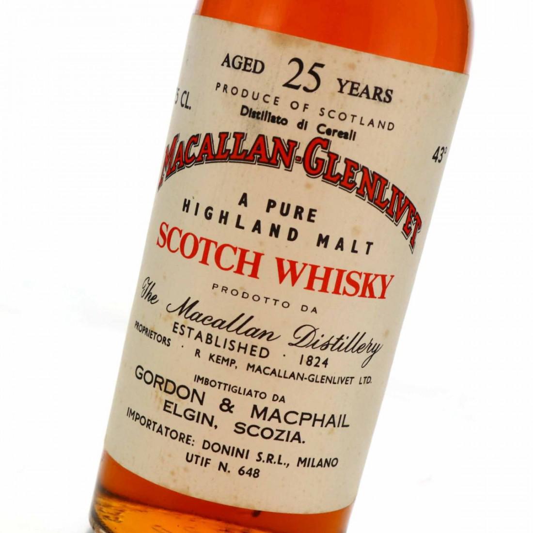 Macallan 25 Year Old Gordon and MacPhail 1970s / Donini Import