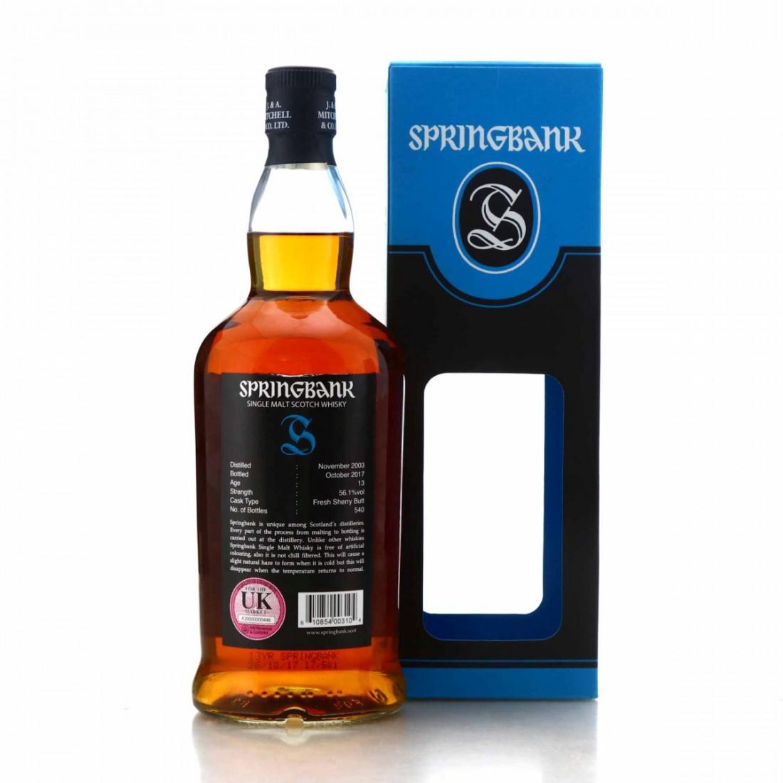Springbank 2003 Single Cask 13 Year Old / Fresh Sherry Butt