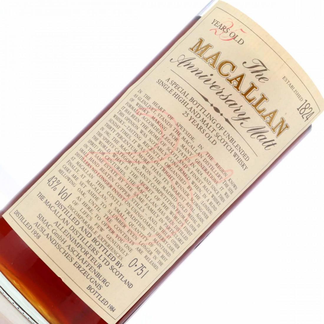Macallan 1958 Anniversary Malt 25 Year Old