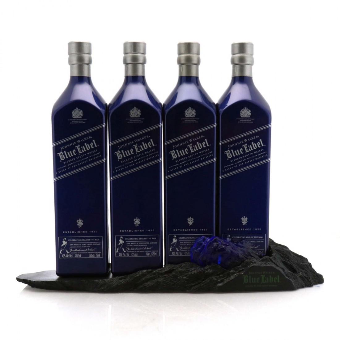 Johnnie Walker Blue Label Year of the Ram 4 x 75cl / with Suitcase and Display Stand