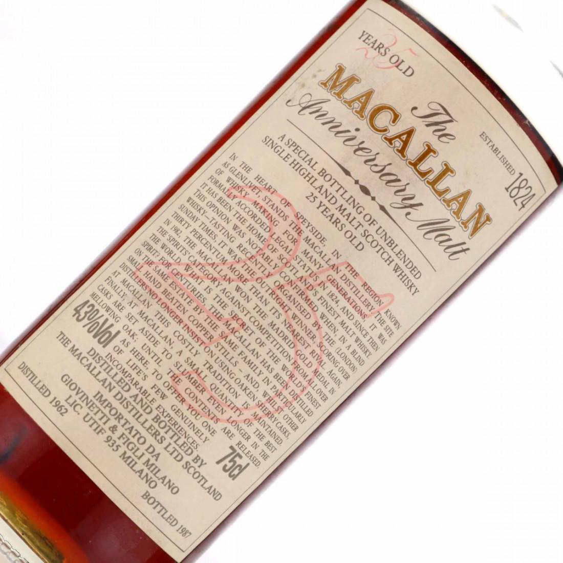 Macallan 1962 Anniversary Malt 25 Year Old / Giovinetti Import