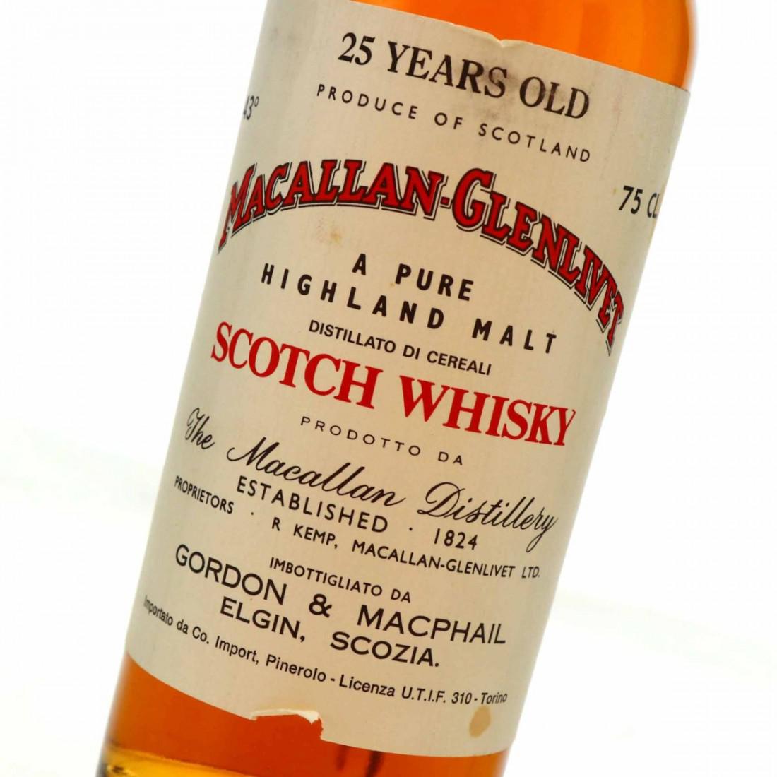 Macallan 25 Year Old Gordon and MacPhail 1970s / Co. Pinerolo Import