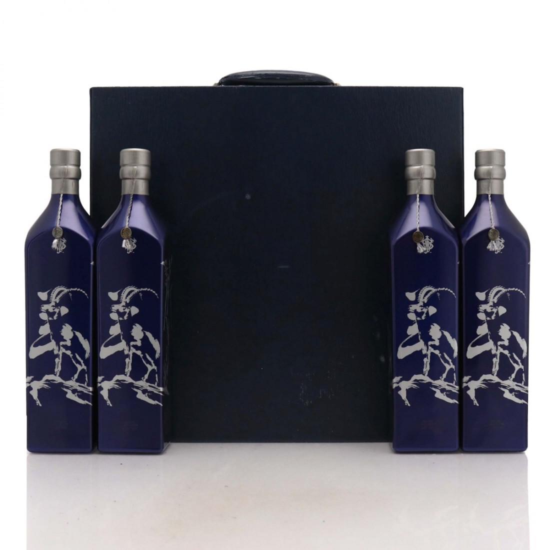 Johnnie Walker Blue Label Year of the Ram 4 x 75cl / with Suitcase and Display Stand - Signed