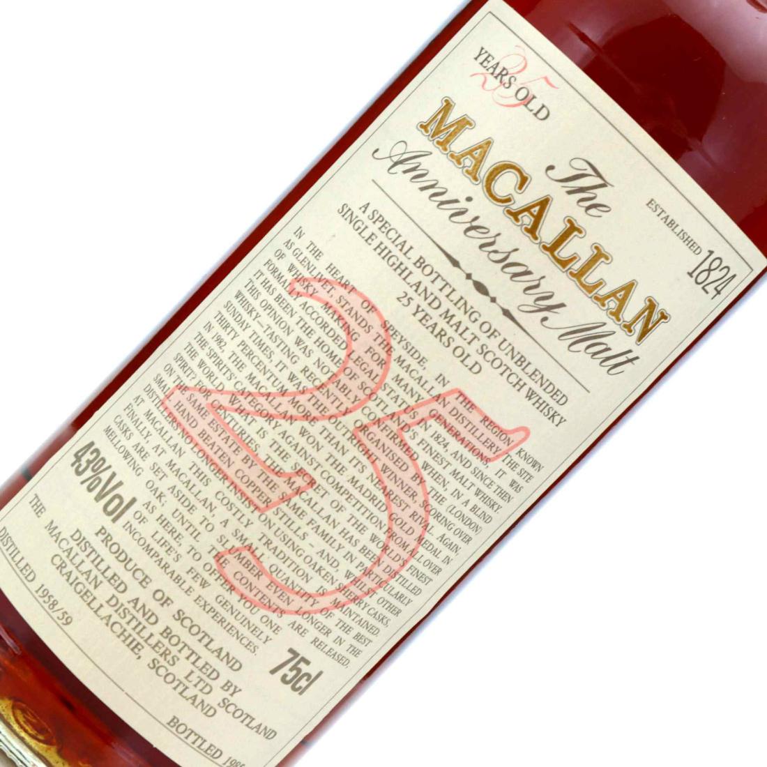 Macallan 1958/59 Anniversary Malt 25 Year Old