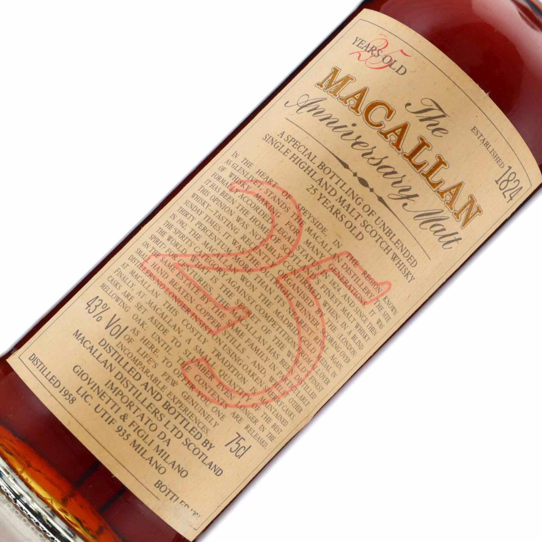 Macallan 1958 Anniversary Malt 25 Year Old