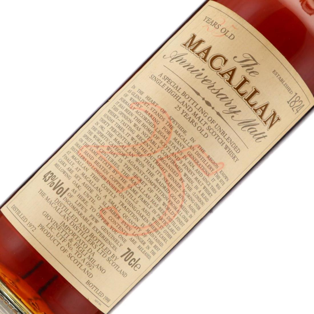 Macallan 1972 Anniversary Malt 25 Year Old