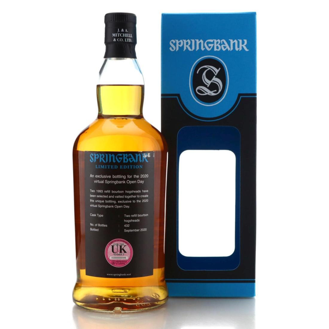 Springbank 1993 Bourbon Casks 26 Year Old - Virtual Open Day 2020