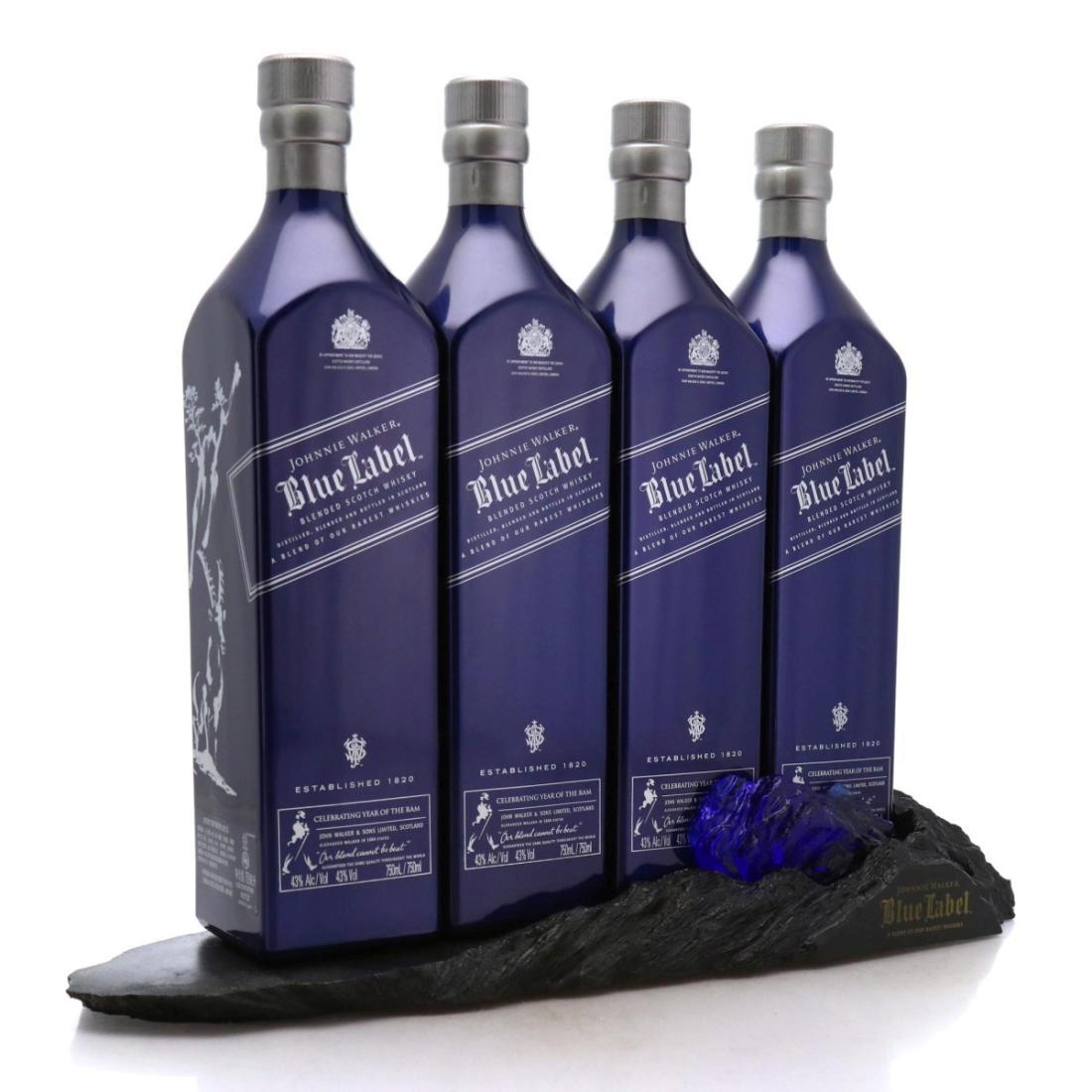 Johnnie Walker Blue Label Year of the Ram x 4 / with Suitcase and Display Stand