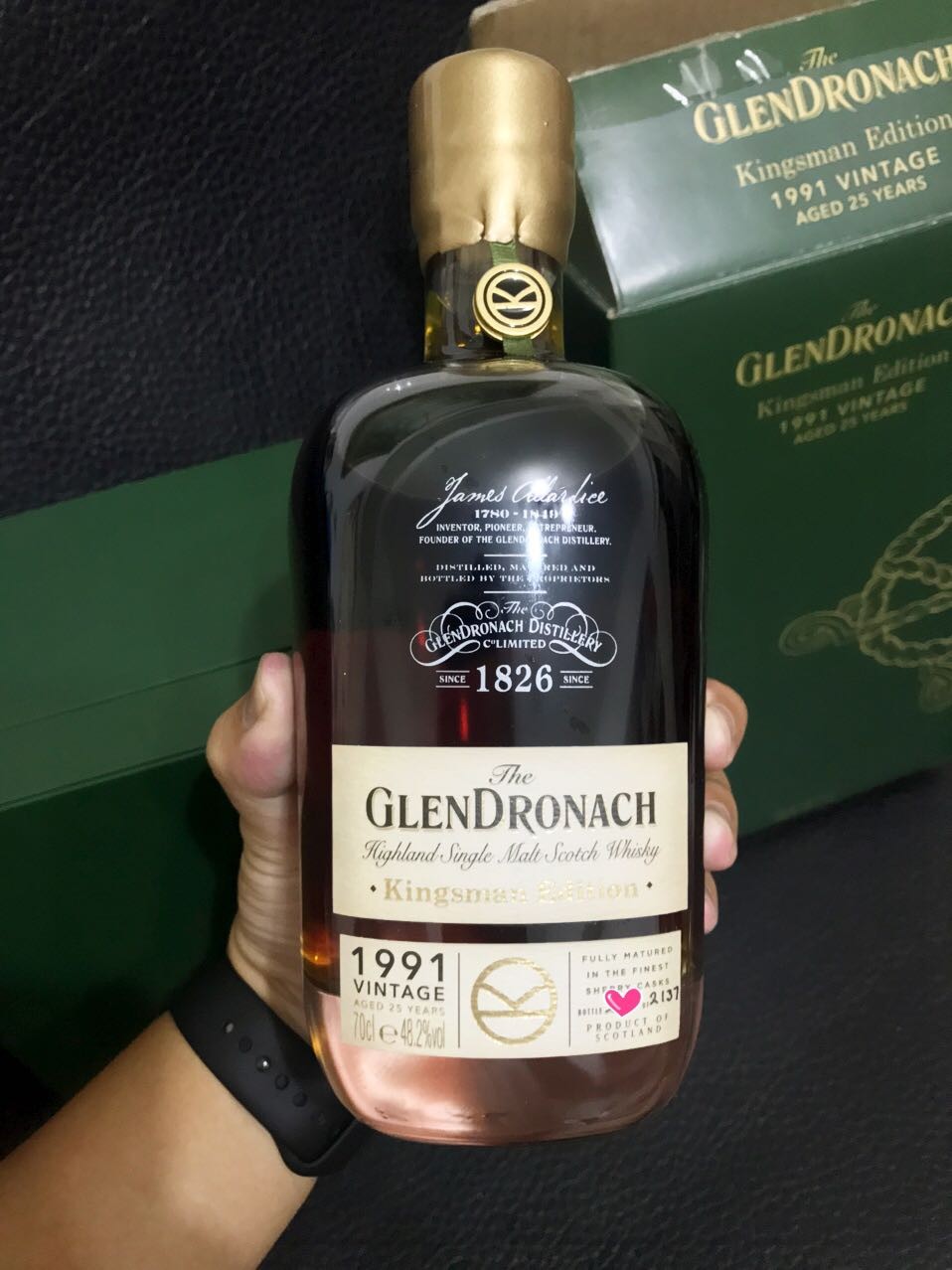 （最新拍卖价英镑960），王牌特务2 Glendronach Kingsman 1991 Vintage 25年 入手，欧美都在疯。