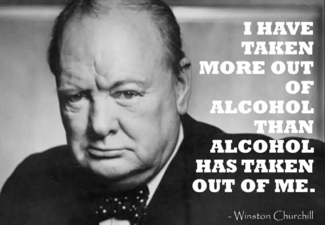 他说：“酒精给予我的，比它夺去我的还要多。”