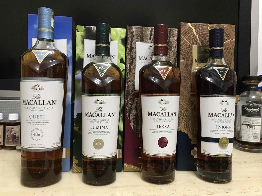 Macallan 最新探索系列，V领瓶很漂亮，一组4瓶。 旅行通路限定