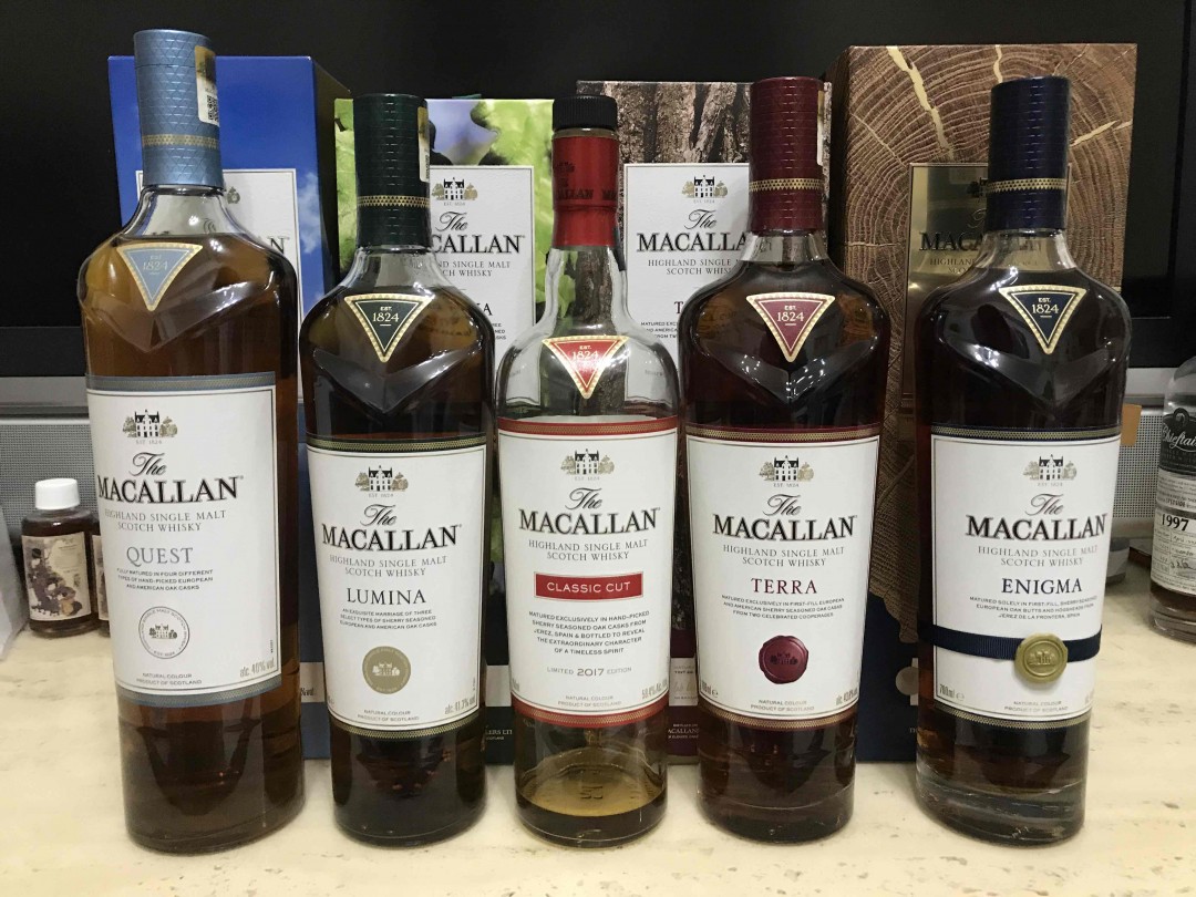 Macallan 最新探索系列，V领瓶很漂亮，一组4瓶。 旅行通路限定