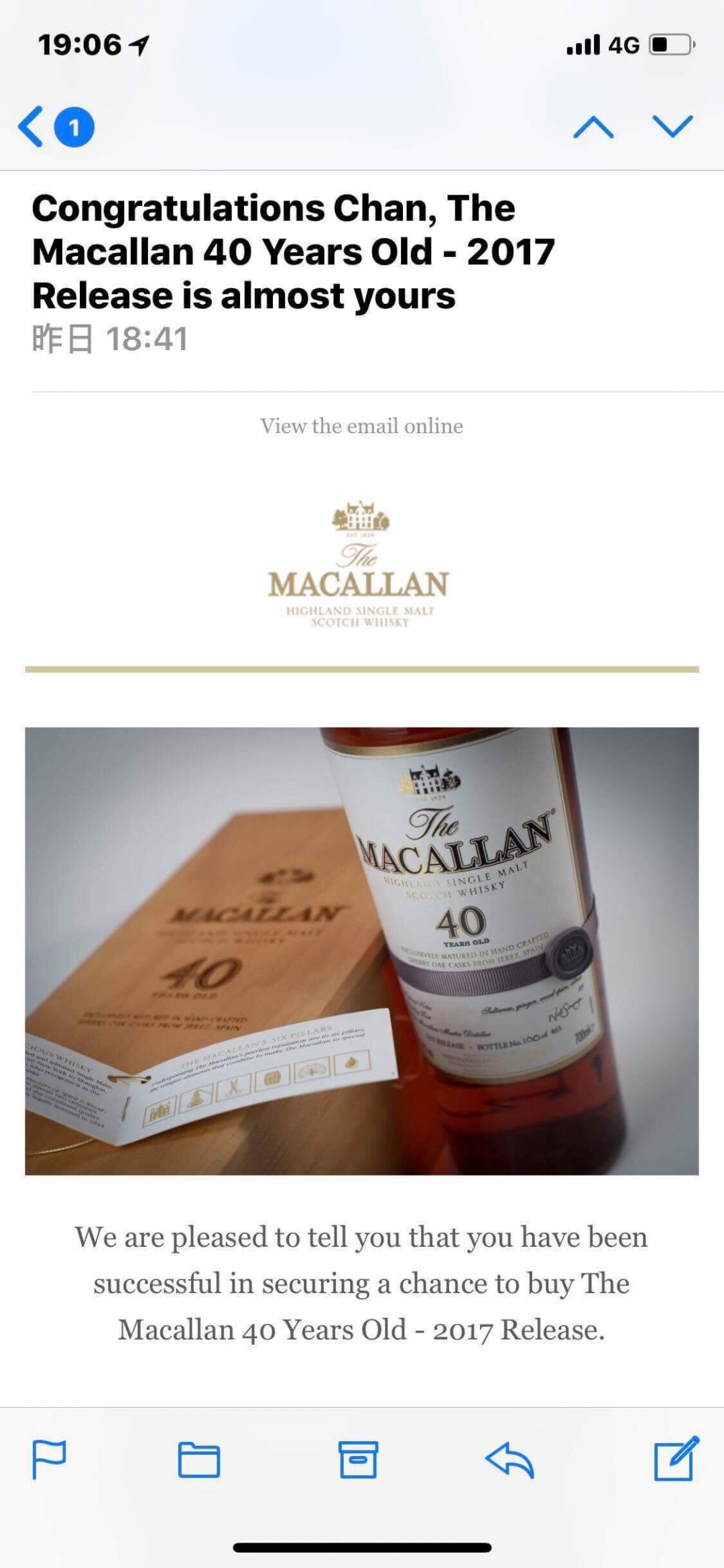 太高興了，效率真高👍 Macallan 40 (2017) 終於在英國收到了💪 全球限量465支🤣🤣🤣