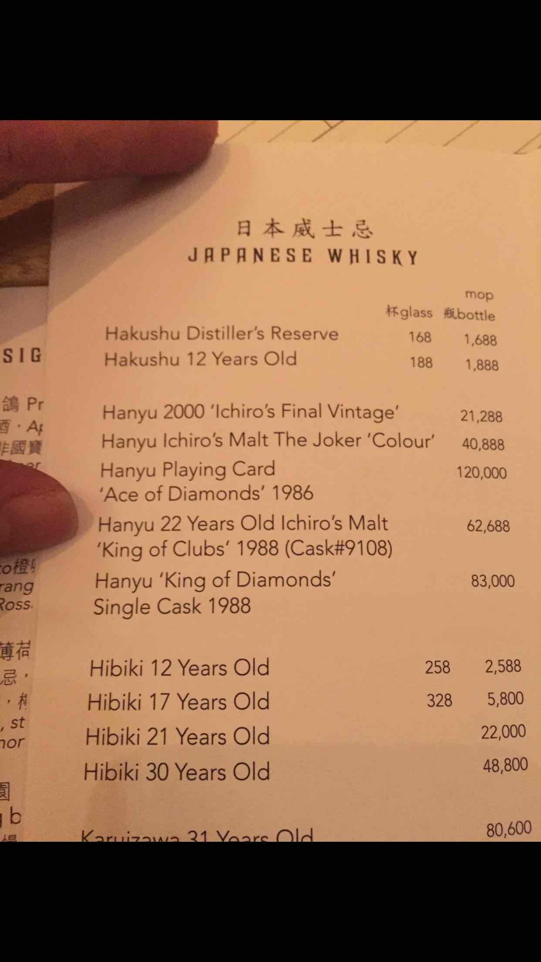 超5星酒店澳门永利皇宫永利吧酒单～扑克牌系列,有机会卖身尝尝!太美忘记拍了<img src='https://sdata.whiskyworm.com/xcxpics/emoji_18.png' class='emoji' />下次附图