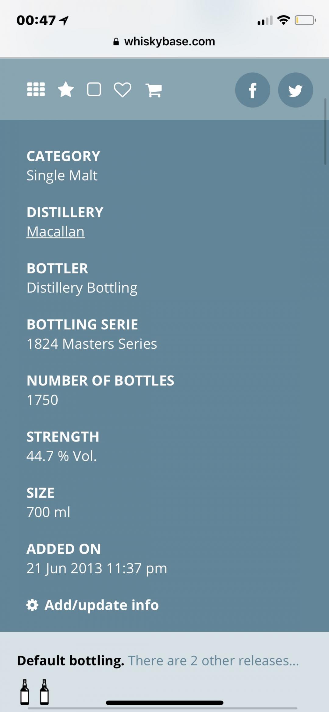 😍這瓶漂亮的Macallan M水晶瓶，這瓶是Lalique（是法國非常著名的玻璃製造商制造）。瓶子形狀由Lalique特別的設計，切割面是非常難以製作的。但怎麼在網上找不到裡面的酒是什麼年份呢？請問有沒有大神可以指點迷津啊？謝謝