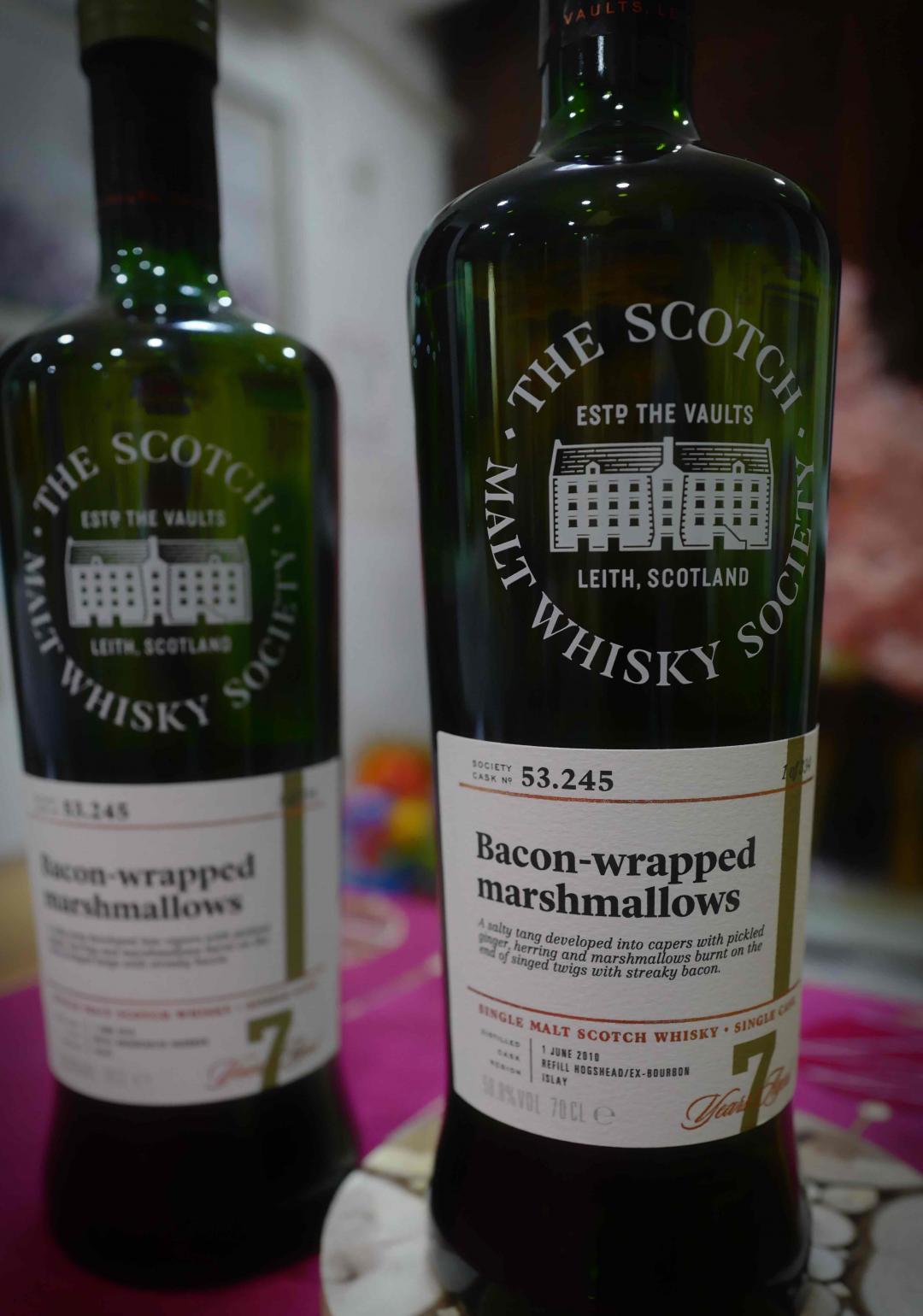 今天收到两瓶53.245，烟熏培根 棉花糖