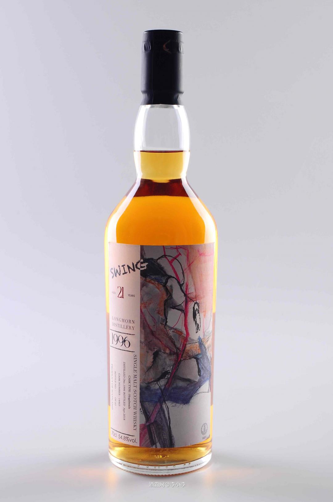 酒蟲IB·SWING 朗摩21年，仅63瓶。以艺术家：罗阳竹作品《摇摆》作为本款酒标
