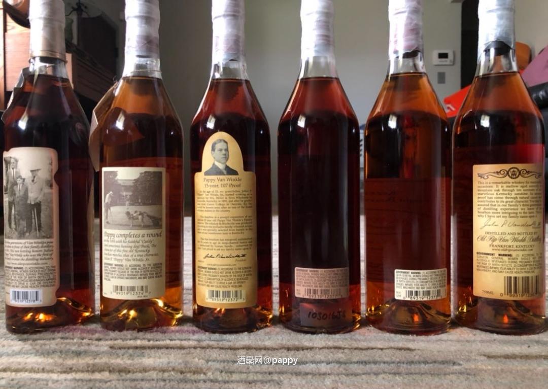 # a set of pappy van Winkle # Kentucky bourbon whiskey # Limited Edition # 一套六瓶 10年，12年，13年，15年，20年，23年