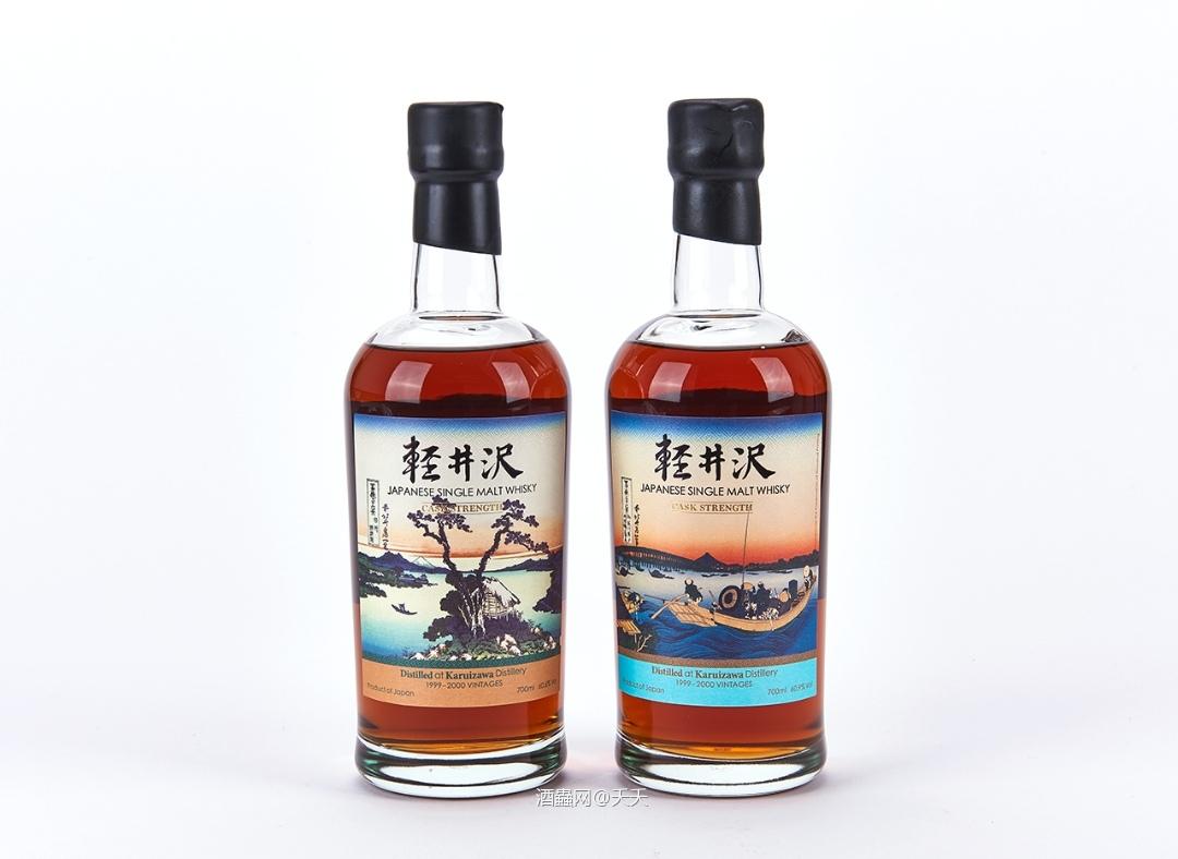 〓葛饰北斋·富岳三十六景〓1999-2000轻井沢樽出原酒威士忌 2瓶