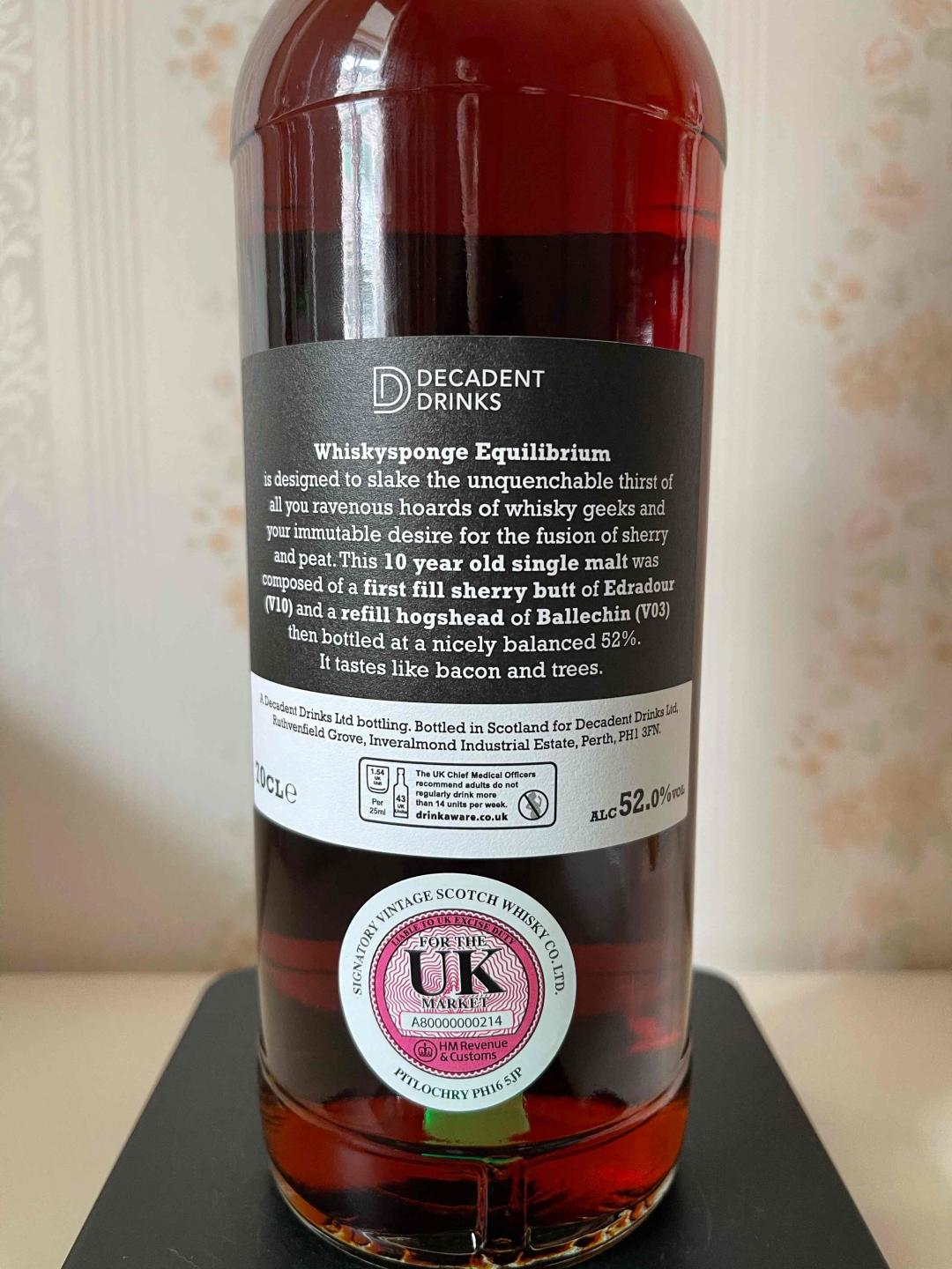 威士忌海绵 平衡系列第一版 埃德拉多尔 10年