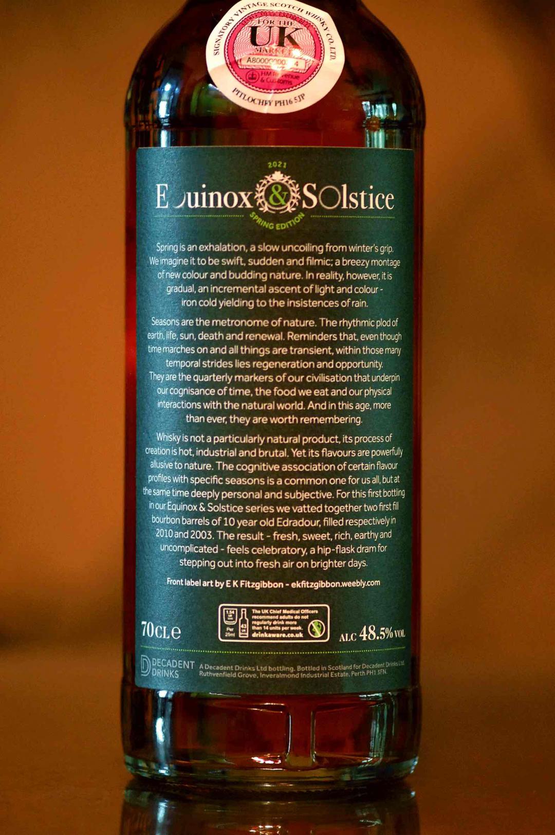 【🌸🌸🌸飘逸清冷,曼妙勾人】Whisky Sponge 威士忌海绵 EQUINOX & SOLSTICE SPRING 春分 Edradour(四季艺术系列首版,全球限491瓶,潜力大)