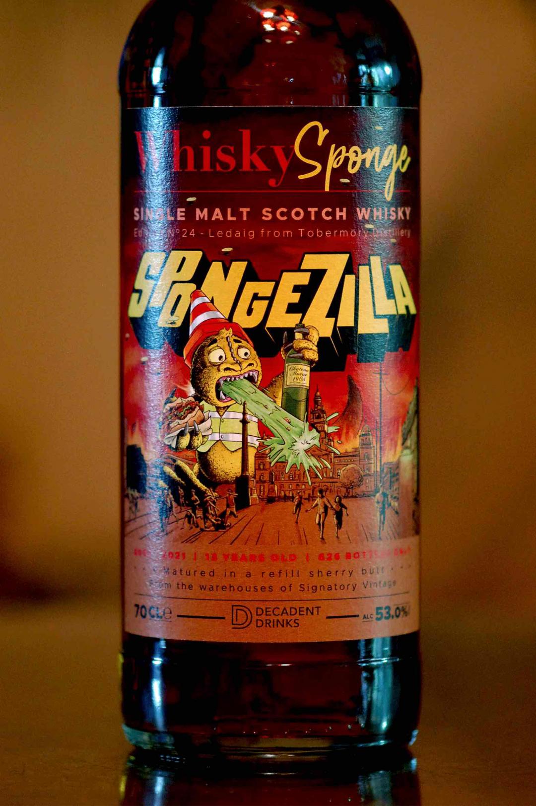 【😱恐怖的哥斯拉宝宝】Whisky Sponge 威士忌海绵 NO.24  Ledaig 里爵 2007（SPONGEZILLA，全球仅626瓶，值得收藏）