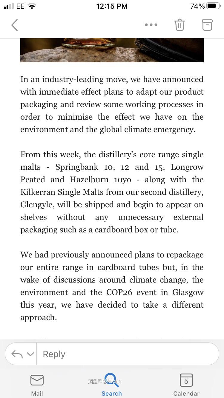 10年，12年，15年跟同级别的Hazelburn和longrow不再用包装盒，18年及以上的还是有的.
