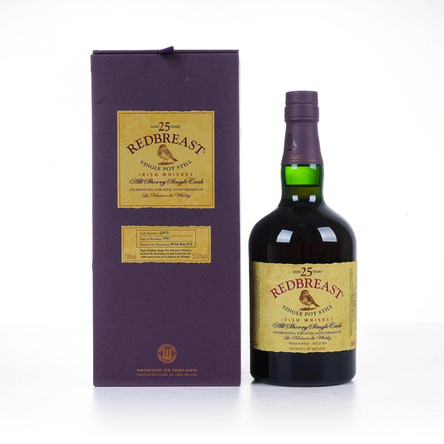 Redbreast 知更鸟 25年 1991 单桶 LMDW 60周年纪念