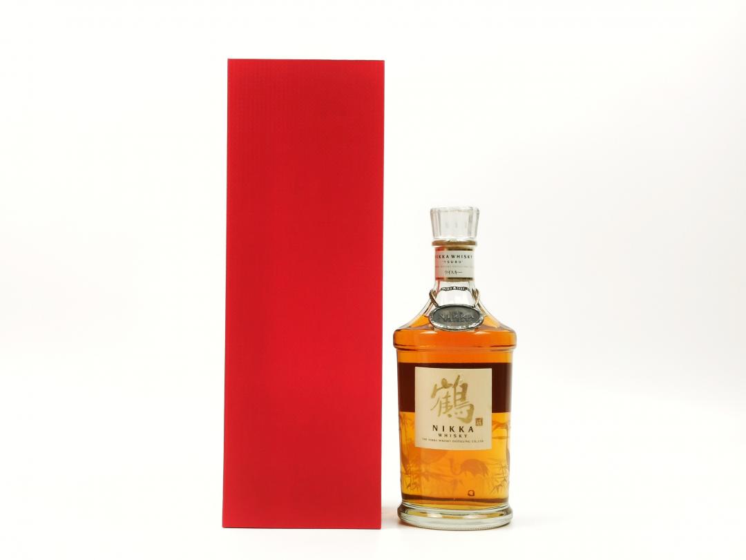 【古典水晶】80年代 一甲 绝版「鹤」金字雕刻水晶瓶特级日本威士忌