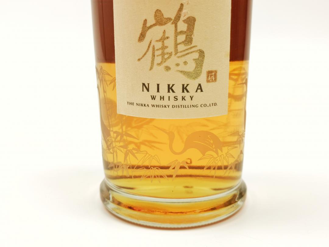 【古典水晶】80年代 一甲 绝版「鹤」金字雕刻水晶瓶特级日本威士忌