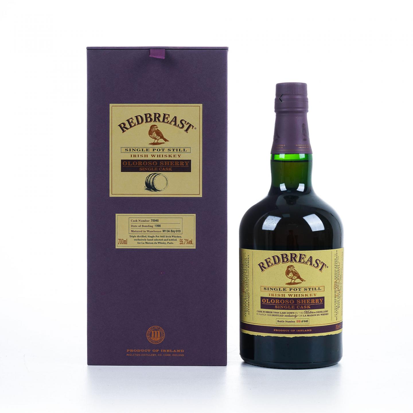 Redbreast 知更鸟 19年 1998-2017 雪莉单桶 LMDW限定