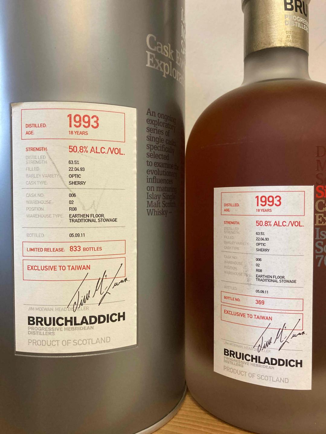 布赫拉迪 18年 雪莉单桶 1993-2011 微物源系列