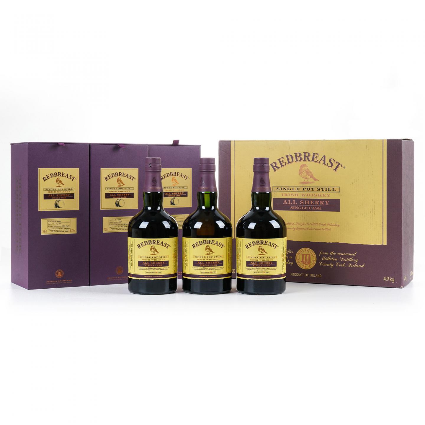 Redbreast 知更鸟 1997 雪莉单桶 单壶威士忌 3支组