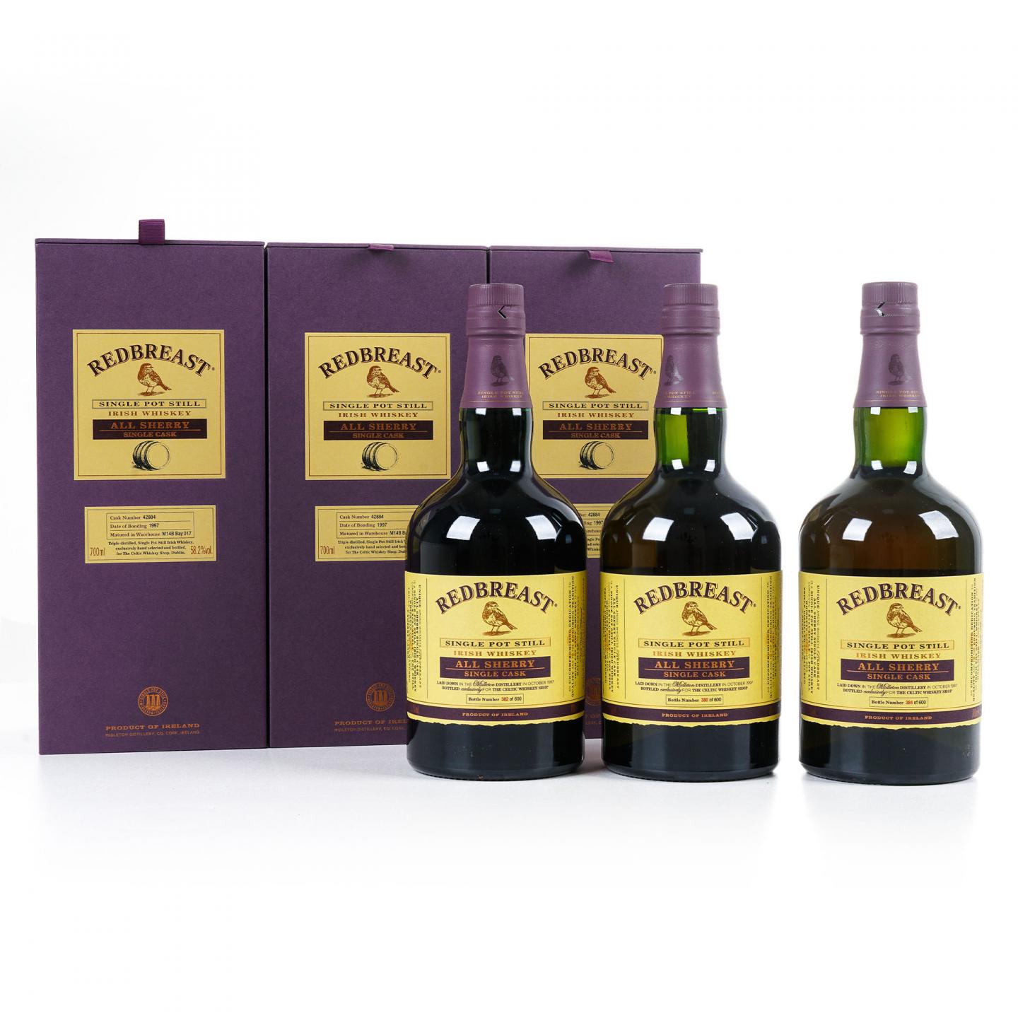 Redbreast 知更鸟 1997 雪莉单桶 单壶威士忌 3支组