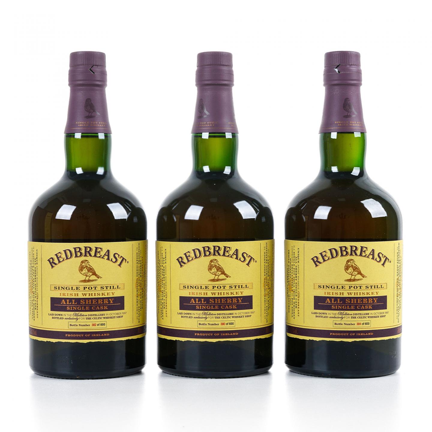 Redbreast 知更鸟 1997 雪莉单桶 单壶威士忌 3支组