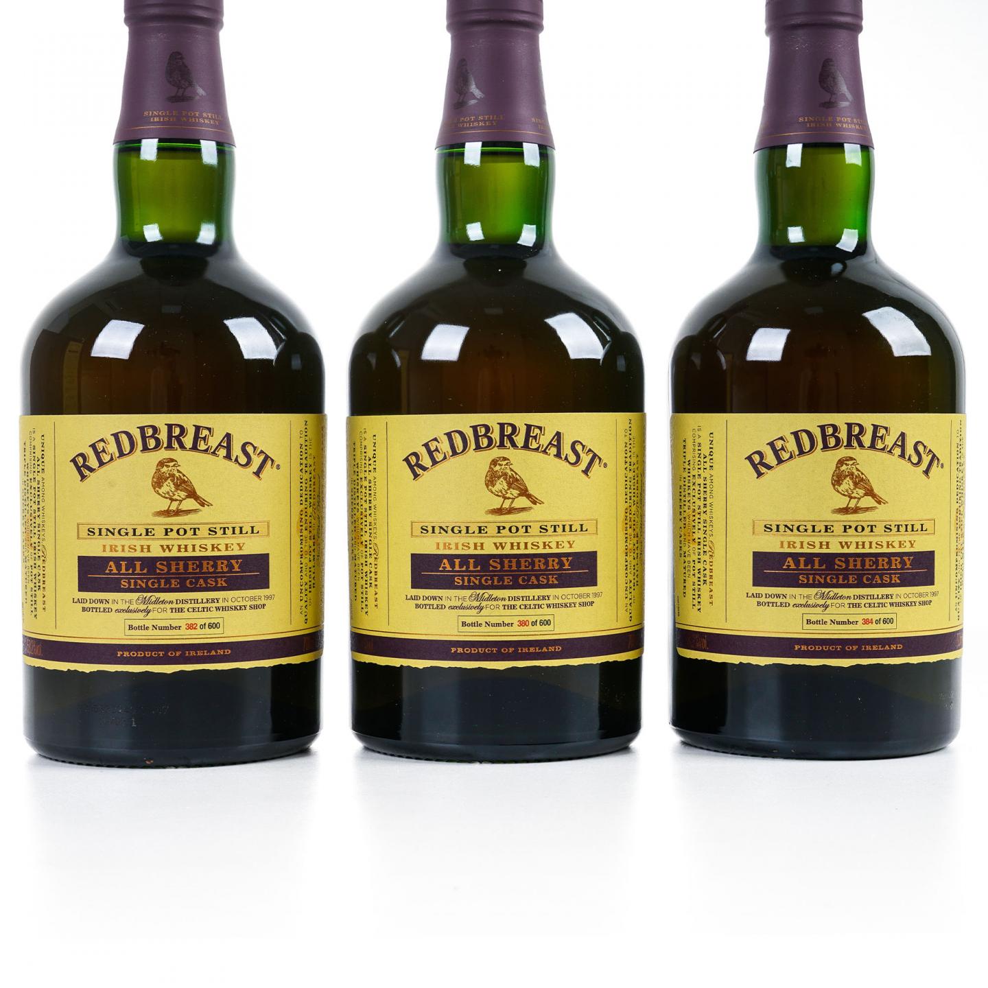 Redbreast 知更鸟 1997 雪莉单桶 单壶威士忌 3支组