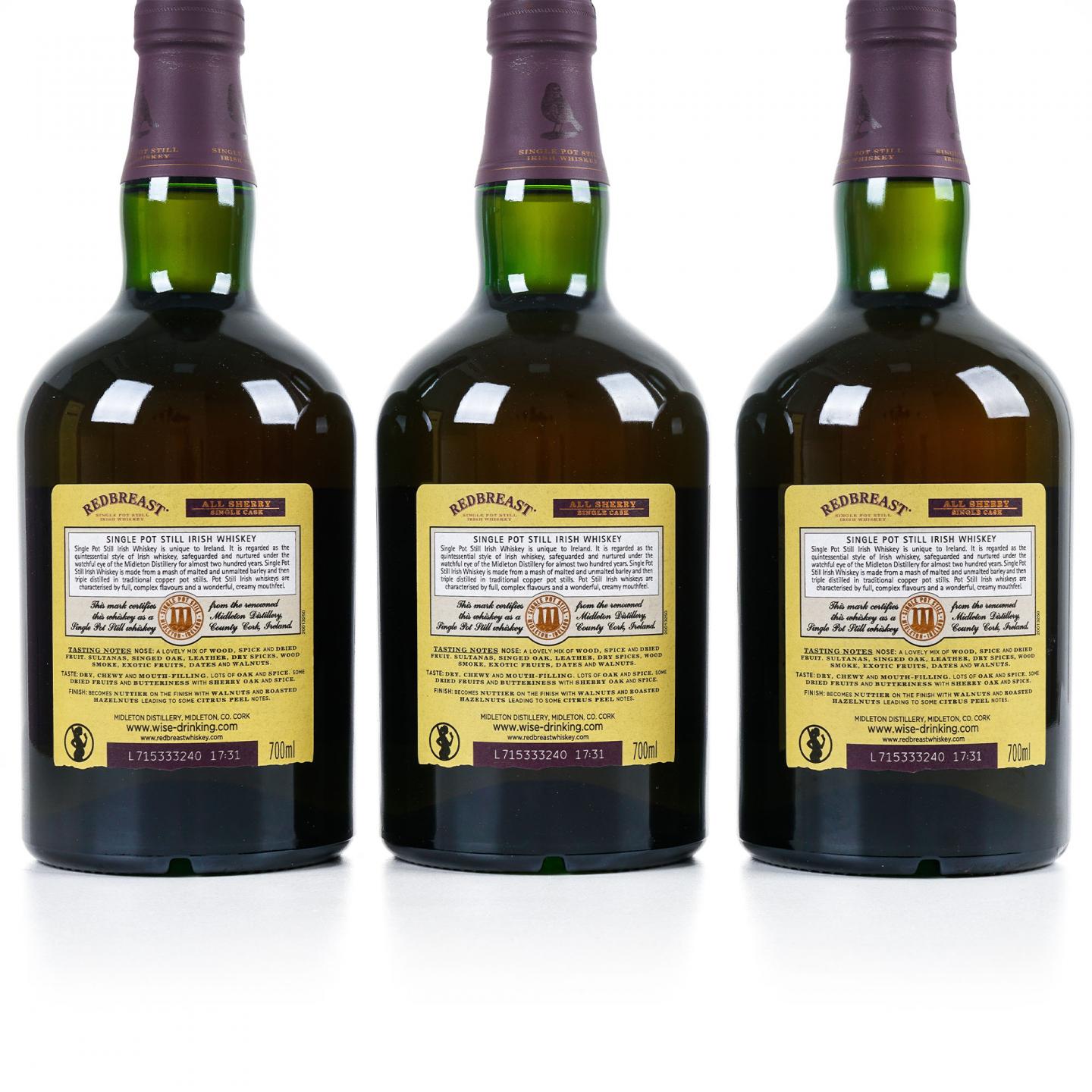 Redbreast 知更鸟 1997 雪莉单桶 单壶威士忌 3支组