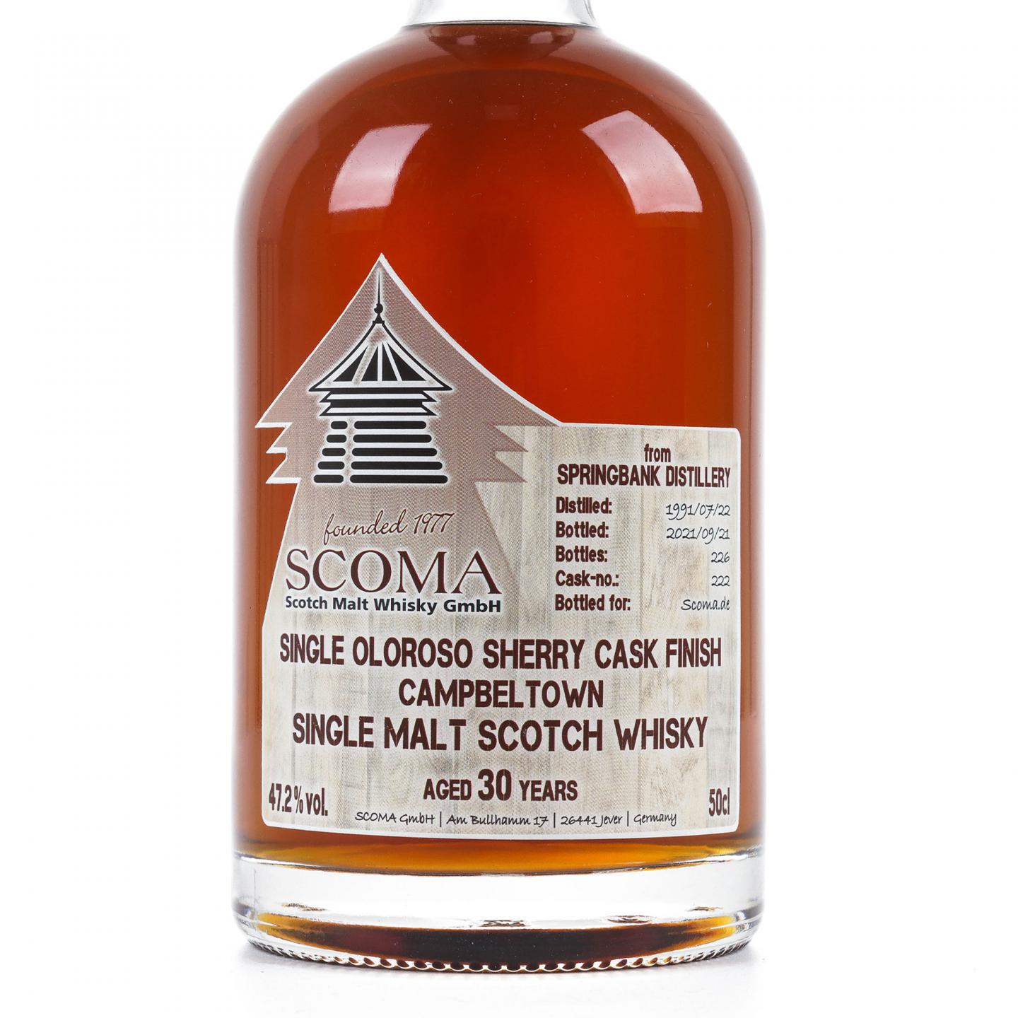 Scomia Springbank 云顶 30年 1991-2021 SCOMA 单桶#222 500ml_大拍-酒虫网