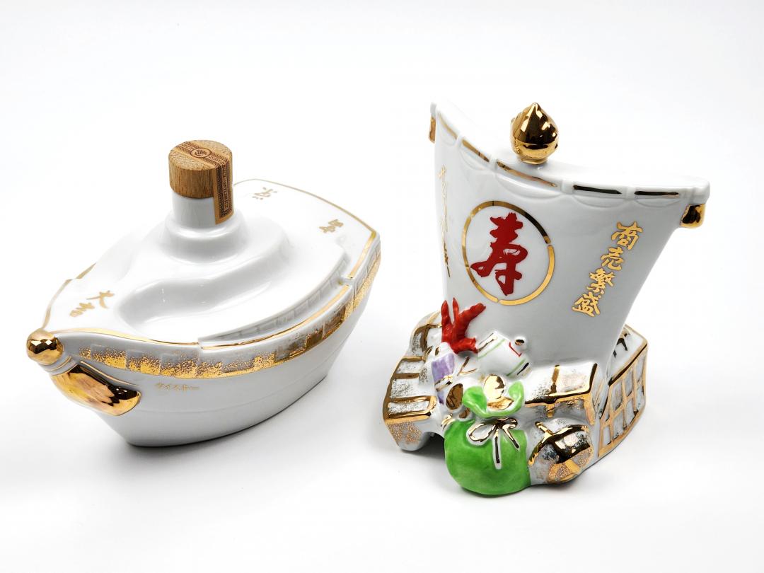 【恭喜发财】90年代初 山崎12年 绝版金花标「商业繁盛:宝船」有田烧单一麦芽日本威士忌