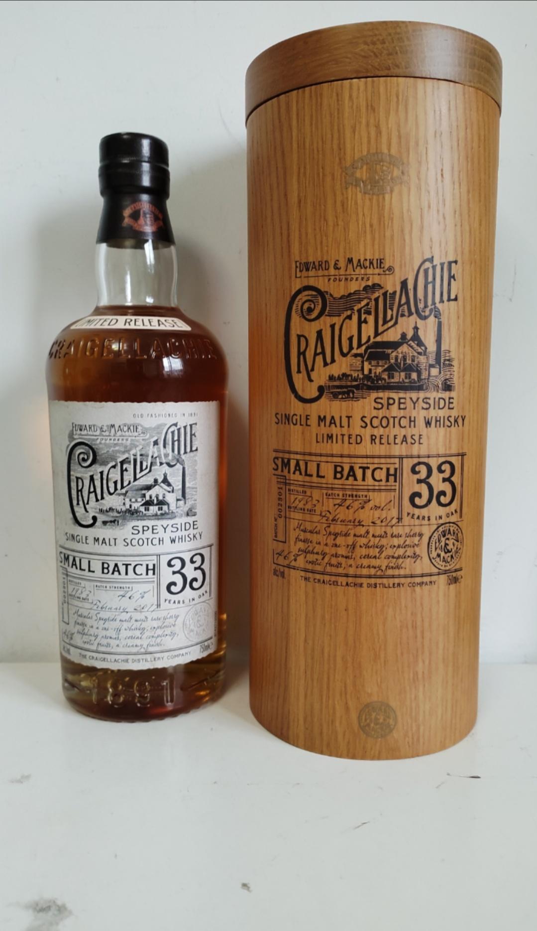 克莱嘉赫 Craigellachie 33 (1983-2017 Small Batch)，首版，750毫升北美版本
