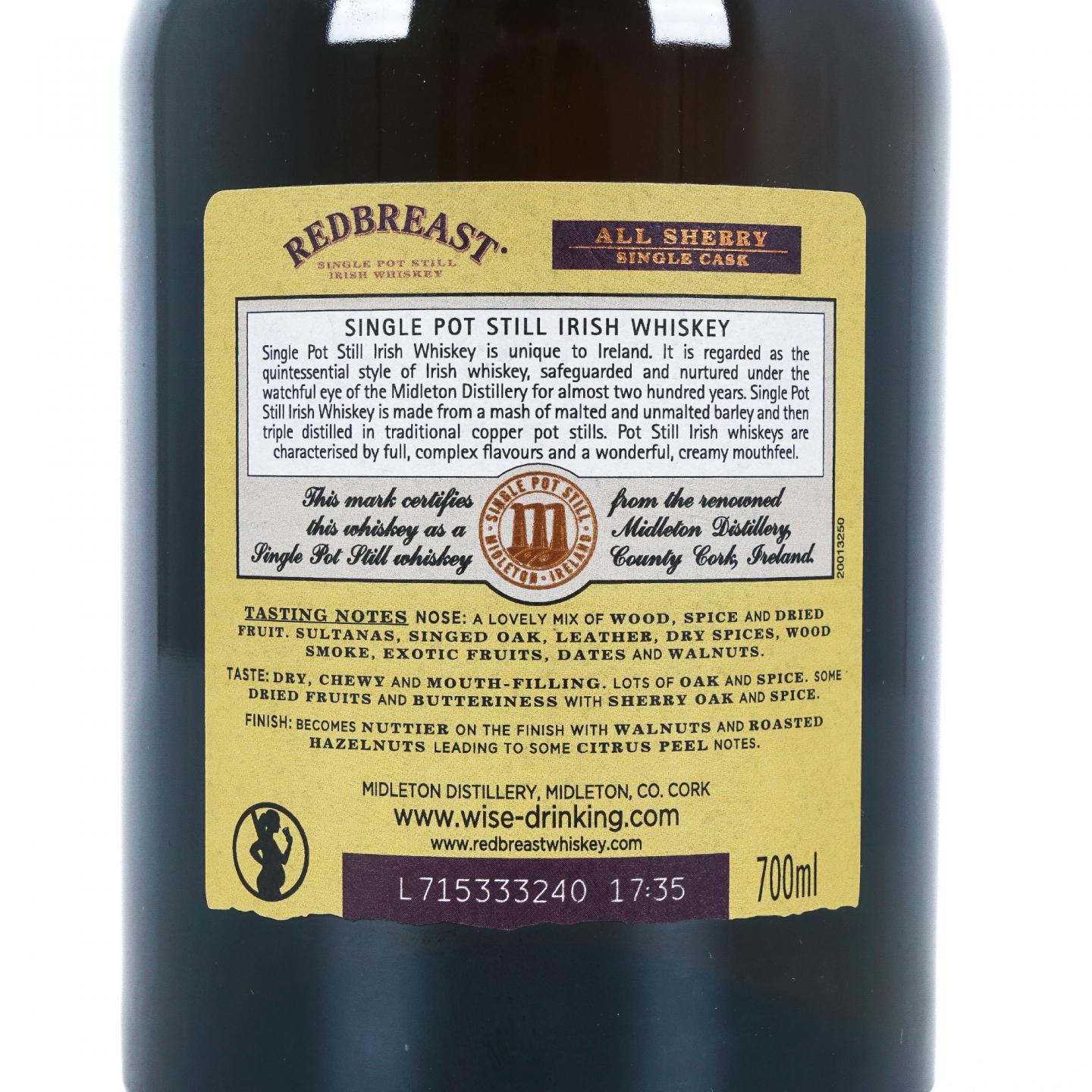 Redbreast 知更鸟 1997 20年 雪莉单桶 单壶威士忌