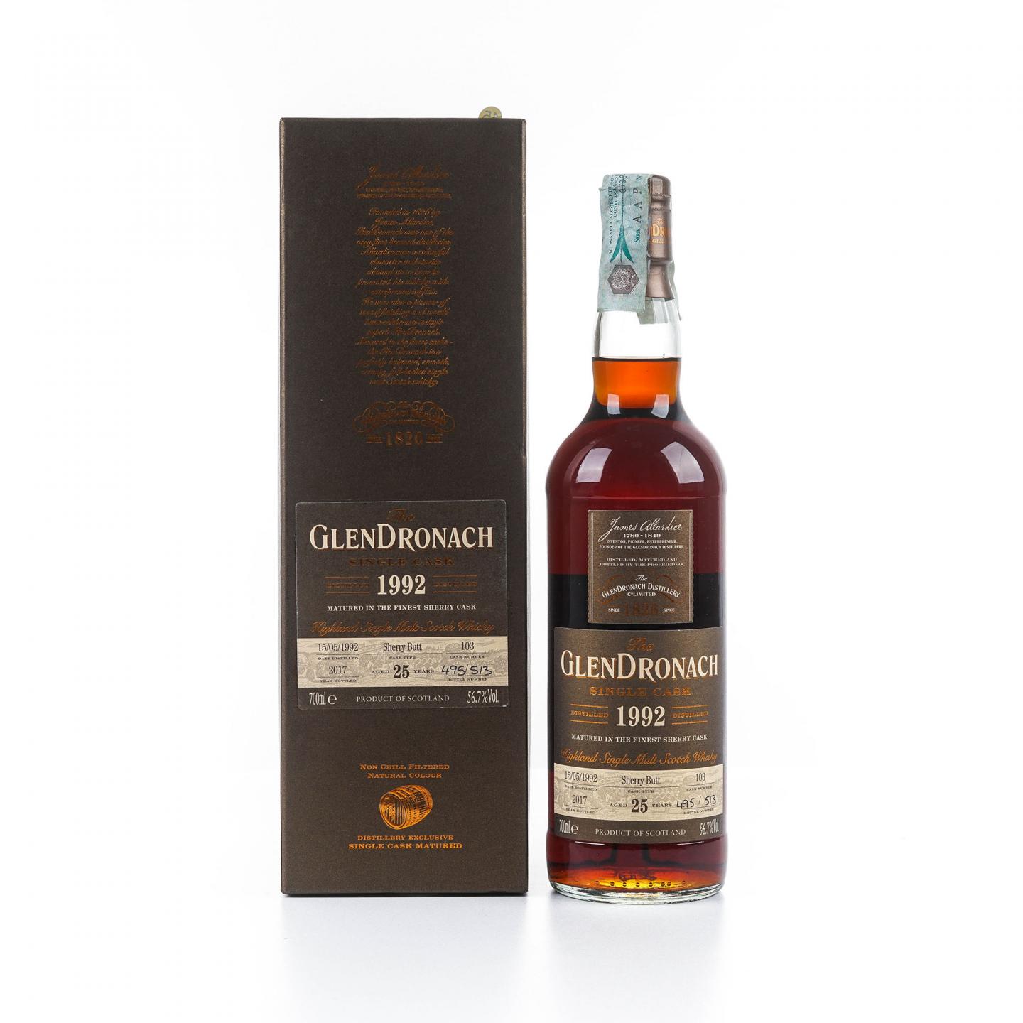 Glendronach 格兰多纳 25年 1992-2017 雪莉单桶#103