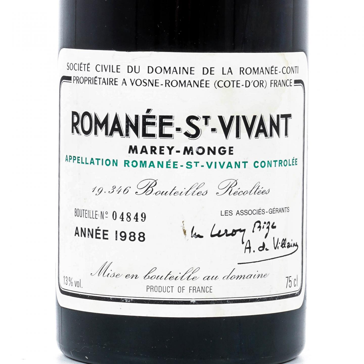 罗曼尼·康帝酒庄 1988 罗曼尼-圣-维旺特级园红葡萄酒