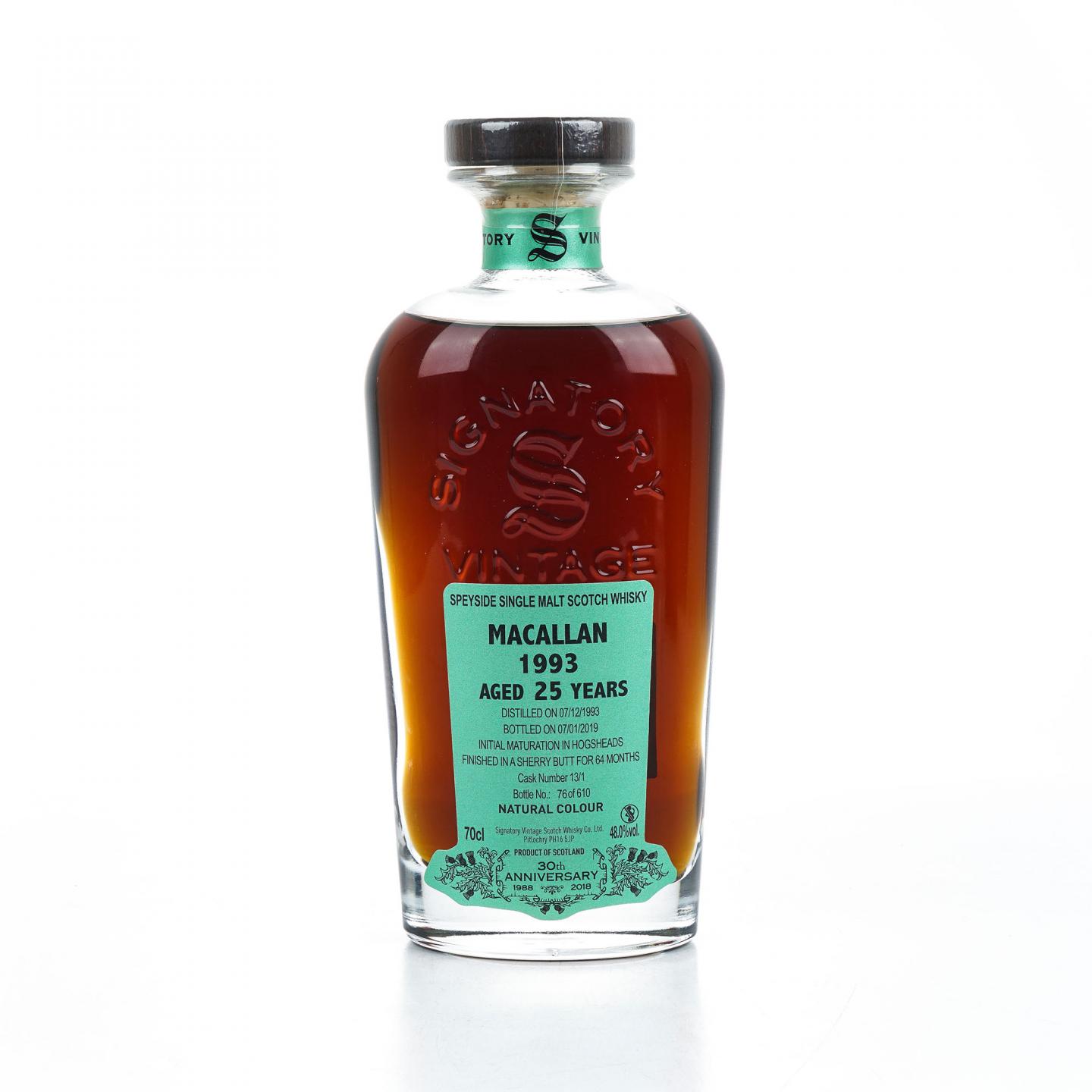 Macallan 麦卡伦25年1993-2019 SV 雪莉桶30周年纪念版_大拍-酒虫网