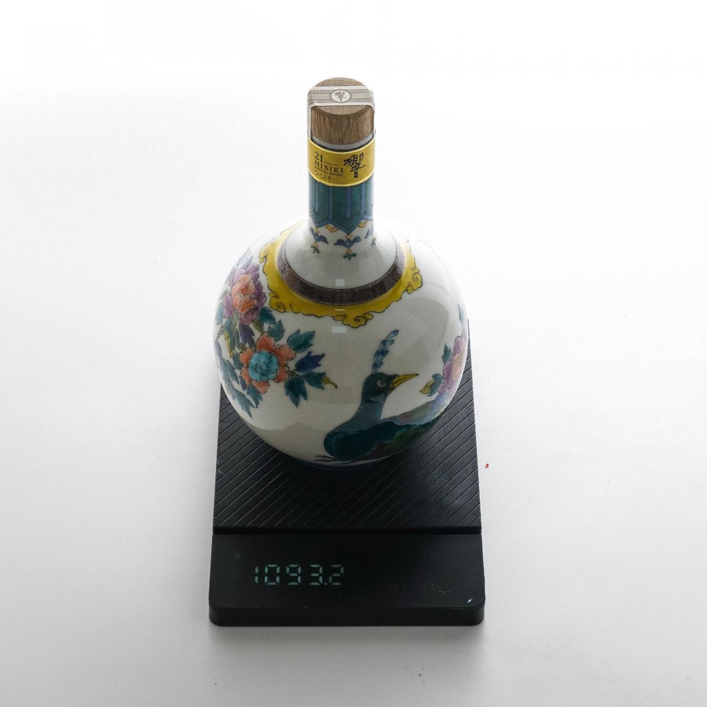 响 21年 九谷烧 色绘华王瑞鸟文瓶 600ml