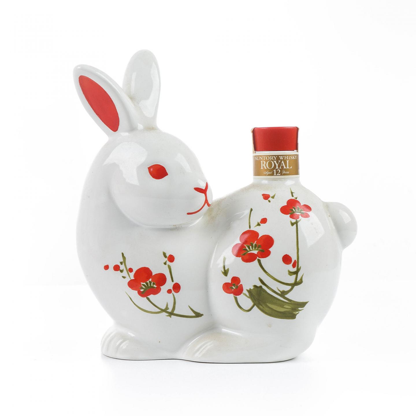 三得利 12年 1999生肖兔陶瓷瓶 绝版金花标