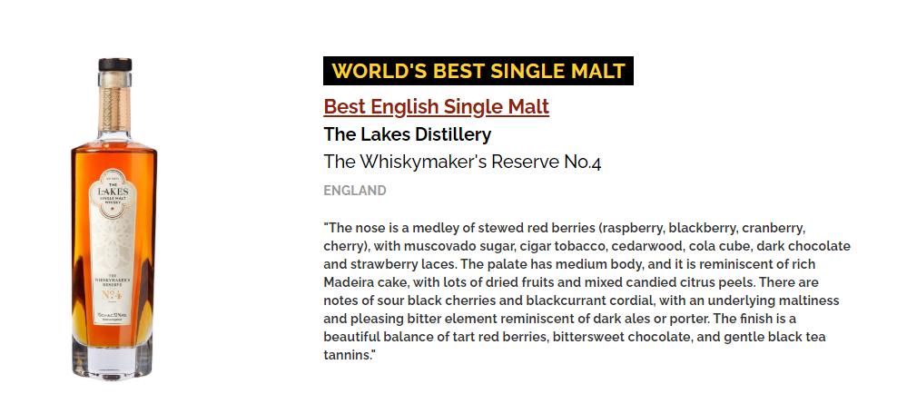 2022年WWA世界最佳英格兰单一麦湖区酒厂No4<p class='p'/>酒体清澈…